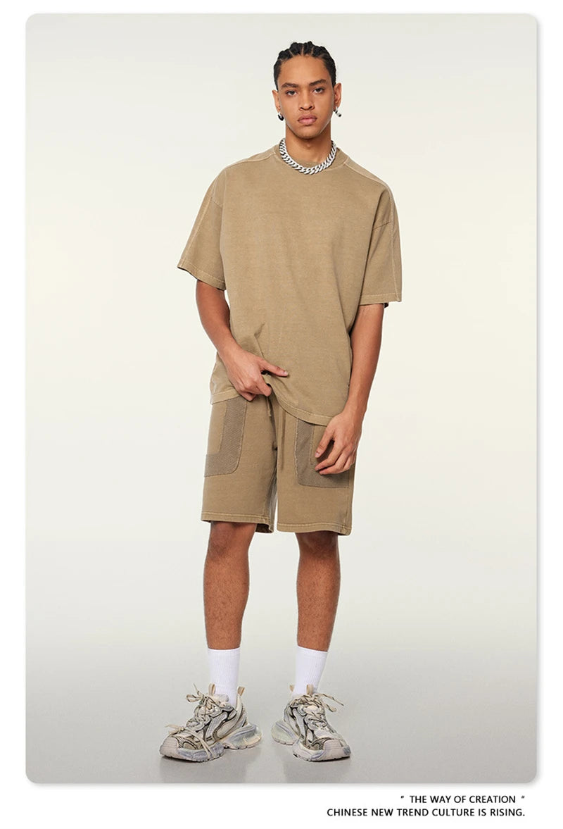 ZODF New 2024 Summer Men Washed Cotton Shorts Unisex Casual Loose 350gsm Comfortable Short Pants Brand Bottoms HY0792