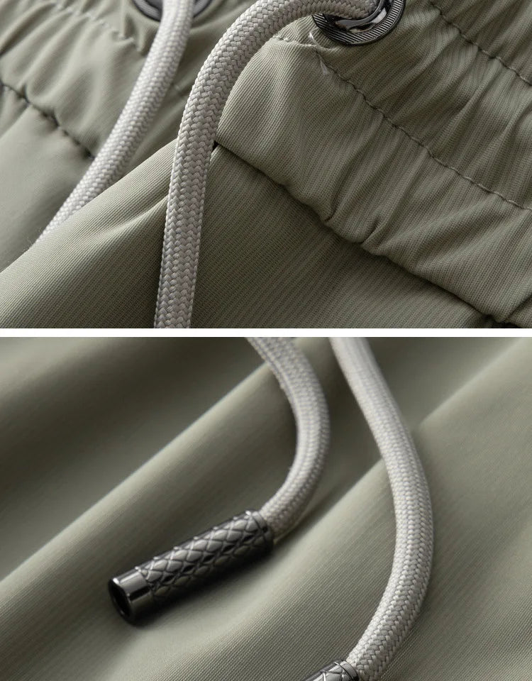 High end brand men's fashionable embroidered casual pants 2024 summer new cool silk breathable luxury solid color sports pants