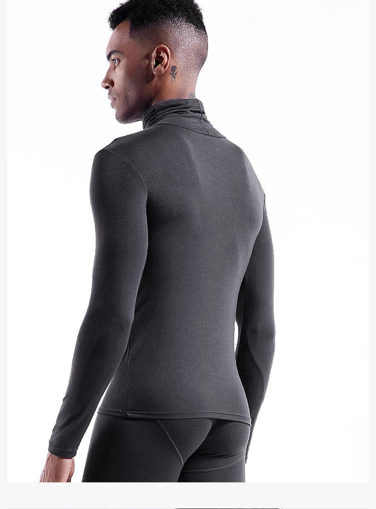 Men's thermal underwear in turtleneck lapel autumn thin Modal autumn and winter long-sleeved base shirt single slim-fit top