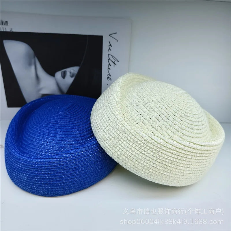 2026 New Summer Straw Fedoras Hats for Women Hostess Fashion Pillbox Hat Millinery Fascinator Designer Beret Hats Painter's Hat
