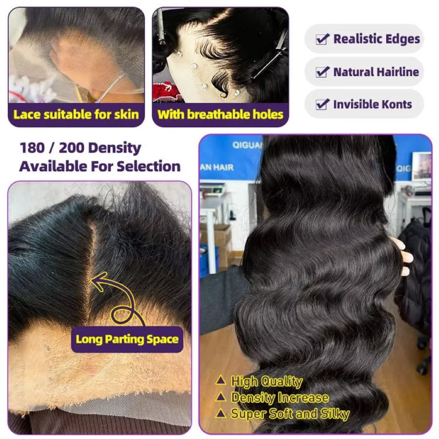 Wigirl High 200 Density 30 40 Inch 13x6 HD Transparent Body Wave Lace Front Human Hair Wigs Brazilian Wavy 13x4 Lace Frontal Wig
