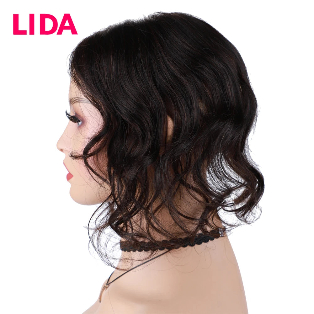Women Topper Clip-In Silk Top Base Closure 13x8cm Human Hair Pieces Natural Curly Clip-In Closure Cover The White Hair