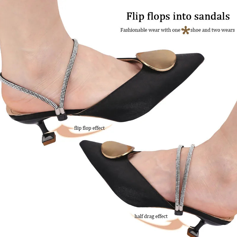High Heels Shoes Band Anti-loose for Women Diamond Shoelaces Anti-drop Heel Straps Belt Drill Elastic Fixing Rhinestone Belts