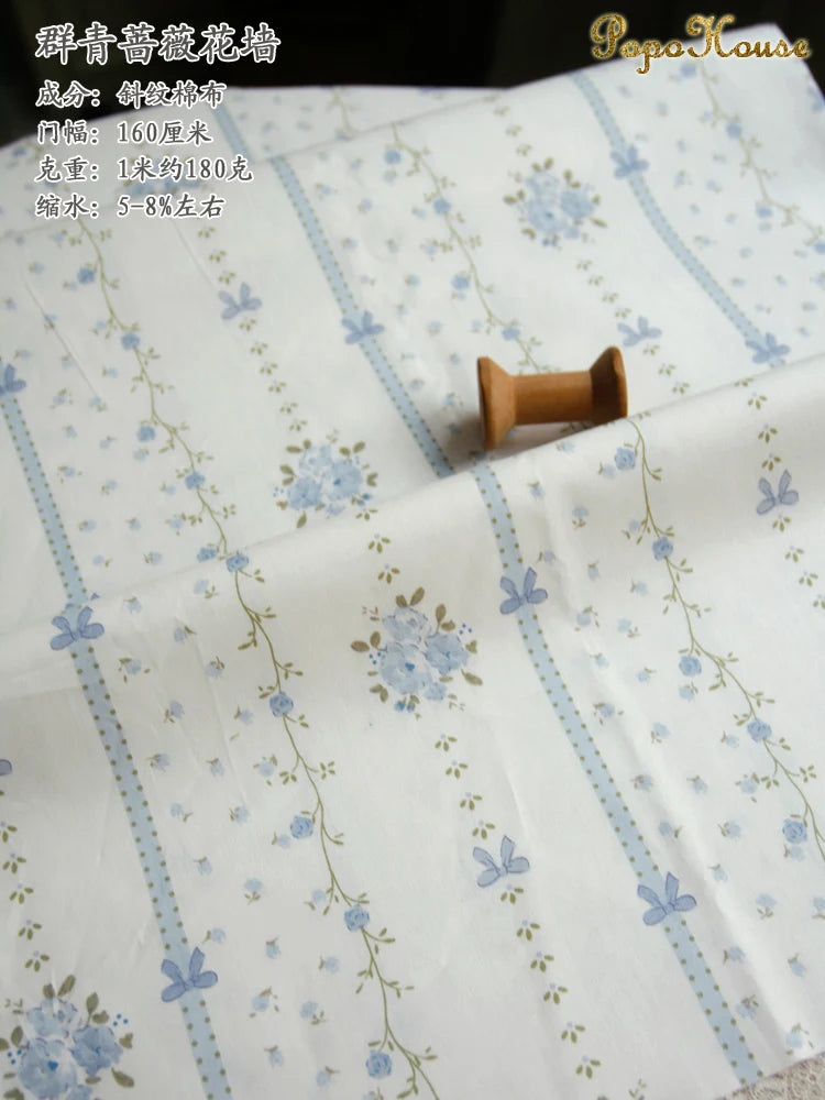 160x50cm Qunqing Rose Flower Wall Diagonal Pure Cotton Fabric, Children's Clothing Dress, Clothing DIY Sewing Cloth