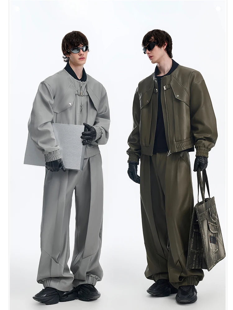 Mauroicardi Spring Autumn Cool Handsome Pu Leather Bomerb Jacket Men Zipper Runway European Fashion Luxury Designer Clothes 2025
