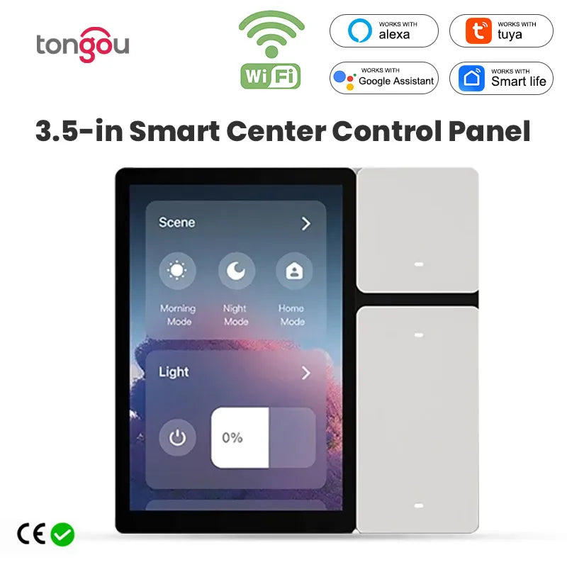 TONGOU Tuya WiFi 3.5-inch Smart Home Control Panel Tuya Zigbee Wall Switches Home Automation LCD Screen IR Remote Controlle
