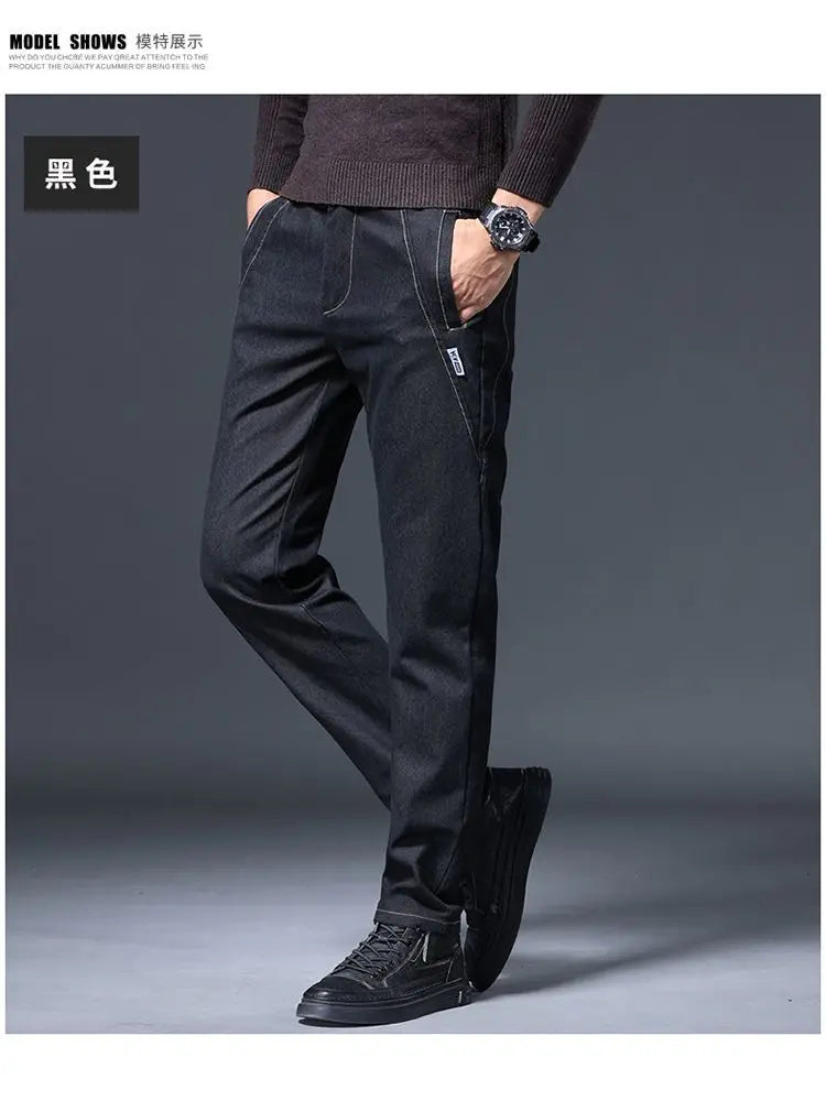 Jeans Men's Autumn and Winter Fit Straight Men's Pants New Style Men's Pants Black Versatile Stretch Men's Casual Pants
