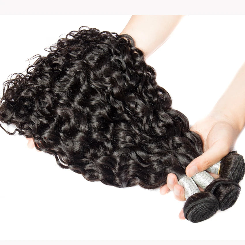 Water Wave Human Hair Bundles With 13x6 13x4 6x6 5x5 HD Transparent Lace Frontal Closure Brazilian Deep Wave Hair Extensions