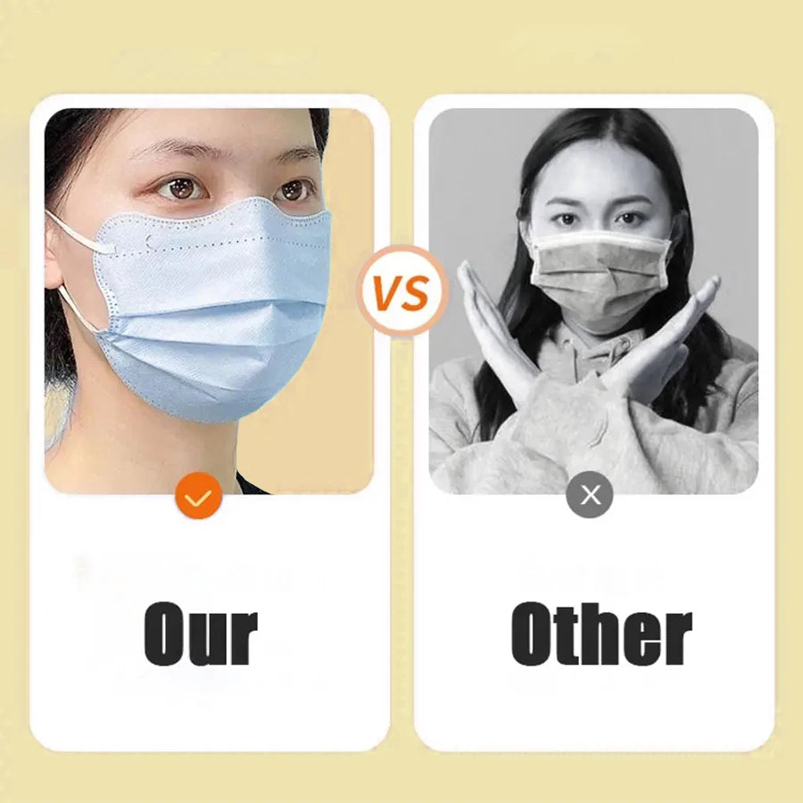 1-100pcs Disposable Face Mask Individually Wrapped 3 Layer Morandi Color Protective Anti Dust Face Cover Fashion Shape Design M