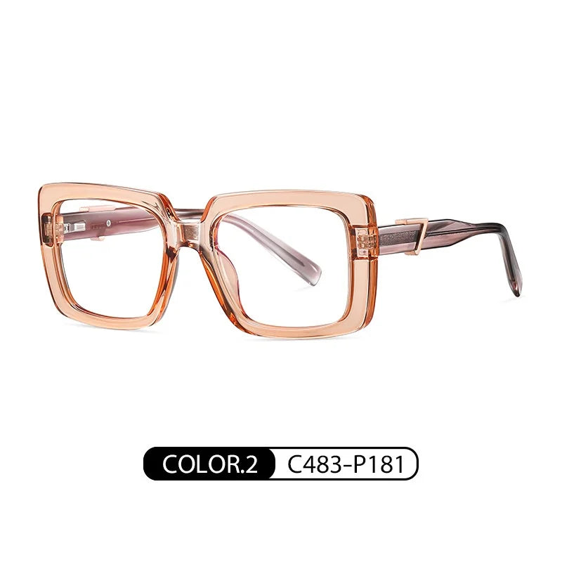 New Fashion Plate Blue Light Blocking Women's Glasses Frame Large Square Frame Optical Prescription Eyeglasses For Women BC910