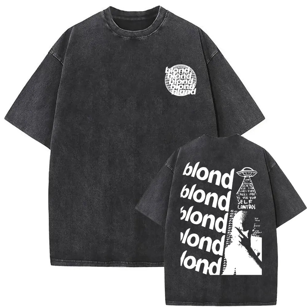 Washed Vintage Rapper Frank Oversized Tshirt Blond Graphic T-shirts Men Women Ocean Hip Hop T Shirt Men's Fashion Casual Tees
