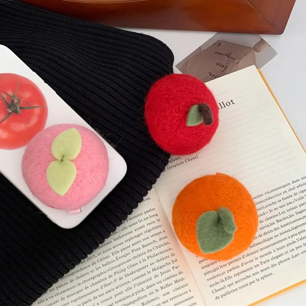 Simulation Food Hairpins Cute Orange Hair Clips Barrettes Peach Hairpins Children Woolen Fruits Duckbill Clips  For Women