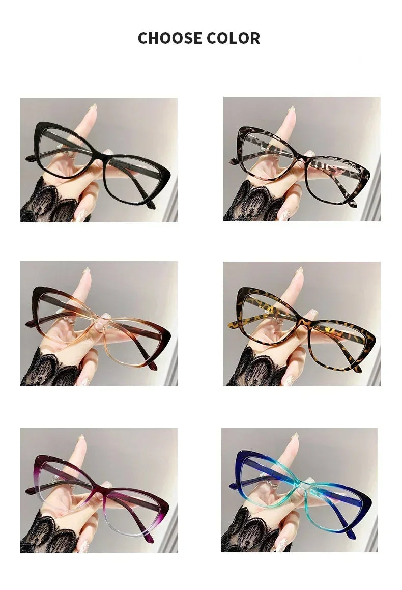 Cat Eye Clear Lens Presbyopia Glasses Retro Gradient Butterfly Frame Reading Glasses Blue Light Blocking Eye Protection Eyewear