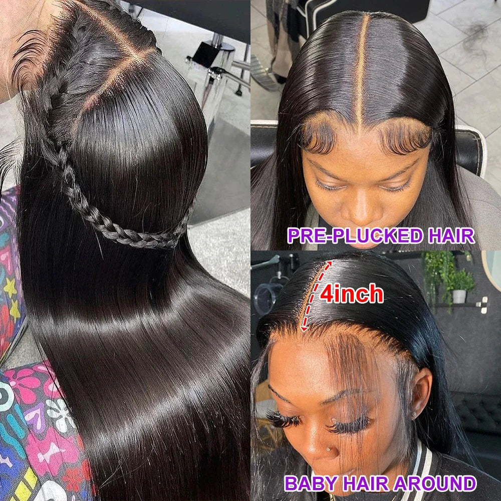 Glueless Wigs HD Transparent Lace Front Human Hair Wig 13x4 13x6 Bone Straight Frontal Wig Pre Plucked 4x4 HD Lace Closure Wig