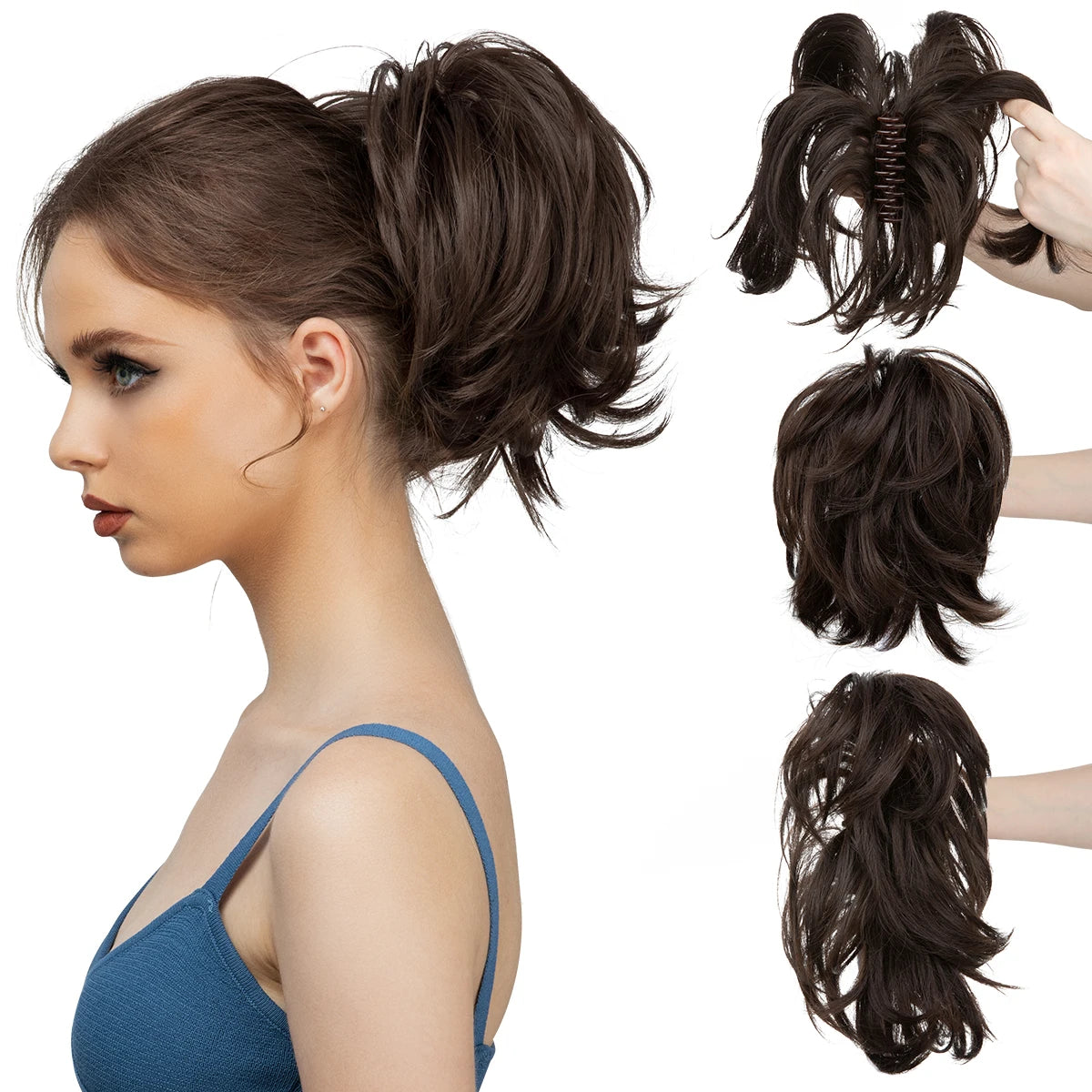 SARLA Synthetic Diy Claw Clip In Ponytail Extension Hairpiece Hair Bun Fake Blonde Hair False Pigtail for Women
