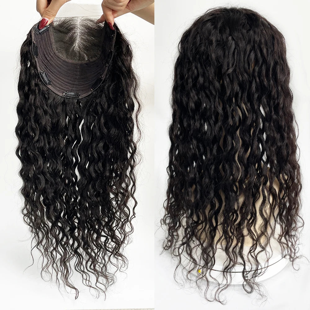 4X4 Inch Transparent HD Lace Wefted Topper Loose Curly Wave Virgin European Human Hair Lace Front Pre Plucked Clip In Hairpieces