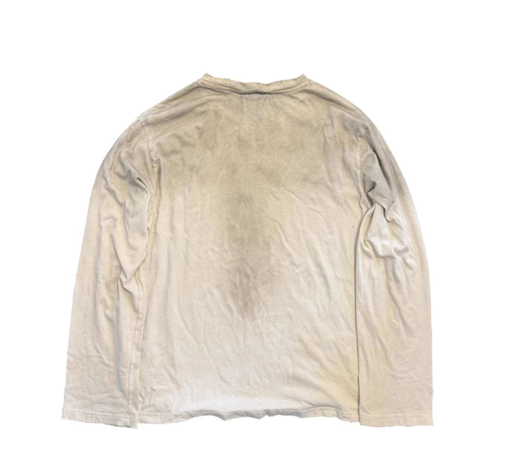 Vintage Washed Long Sleeves T-Shirt Summer Graffiti Printed Destroyed Dirty T Shirt Hip Hop Streetwear Cotton Tops Tees