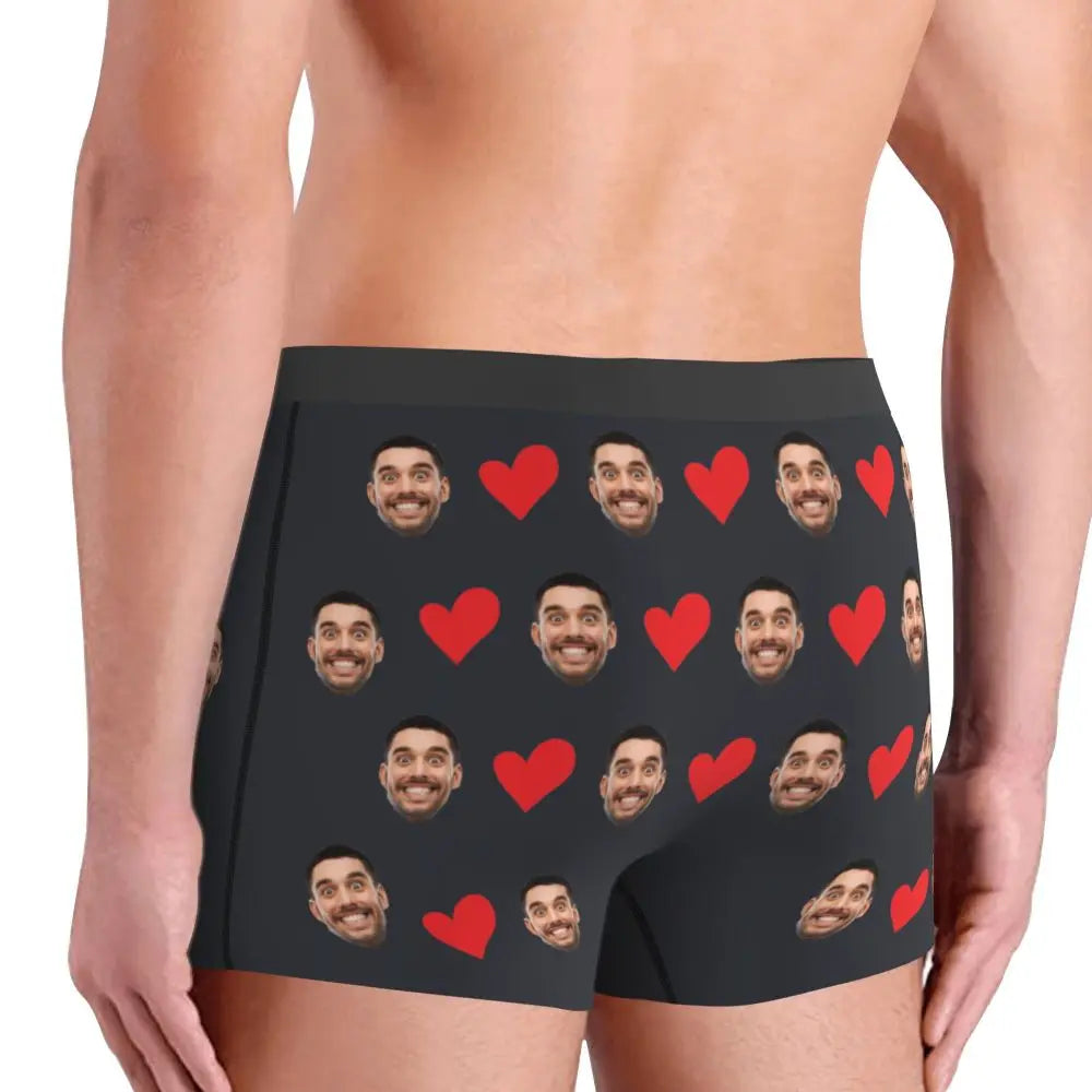 Personalized Face Photo Underwear - Custom Heart Boxer Briefs - Custom Men Briefs - Gift For Husband - Anniversary Gift for Dad