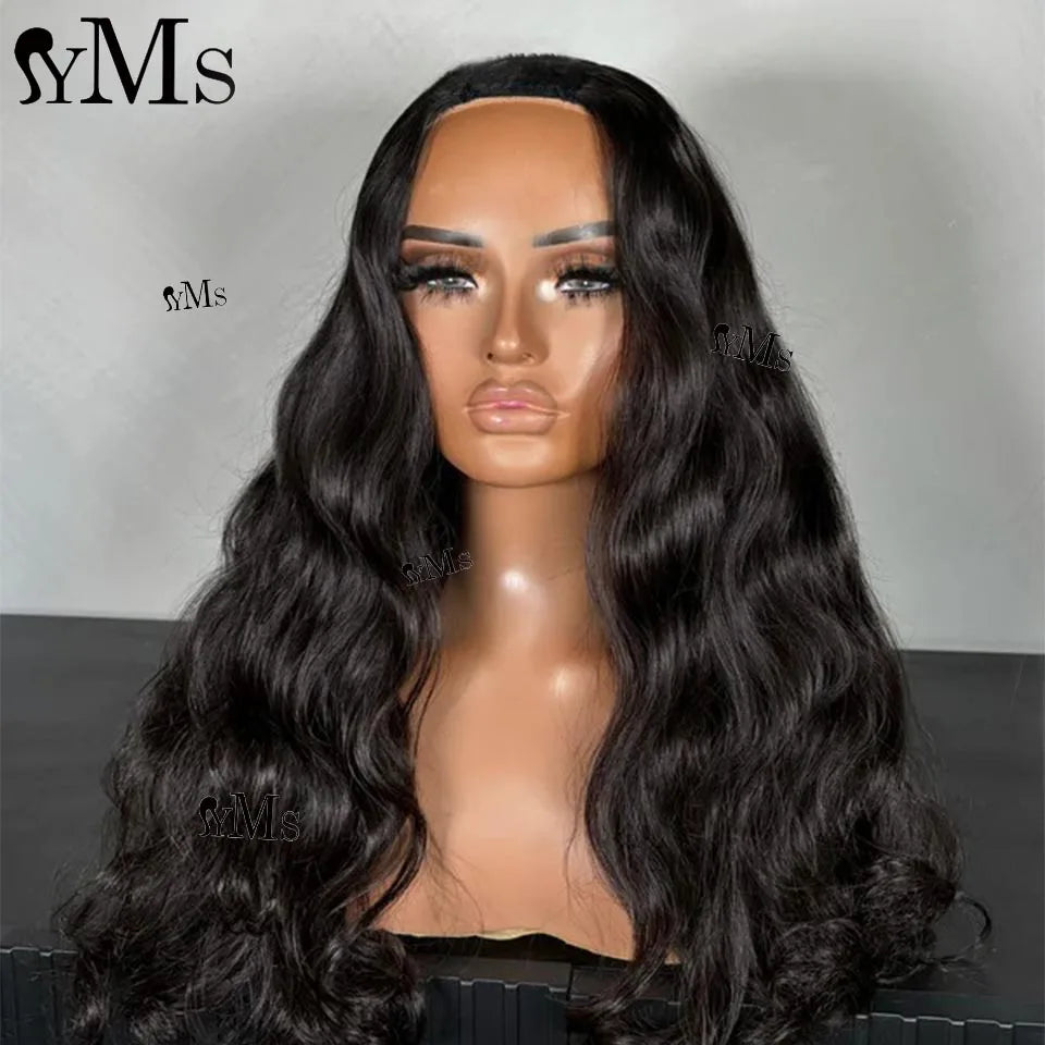 Body Wave Flip Over Human Hair Half Wigs YMS Body Wavy Lace Free Half Wig For Women Invisible Natural Wig For Quickly Install
