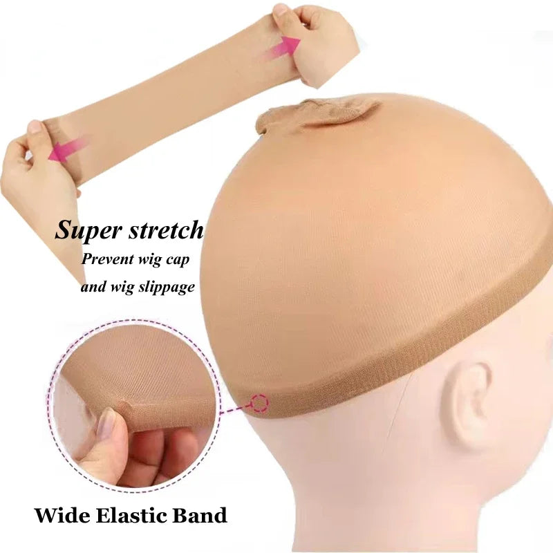 2pcs Set Wig,Hair Net,Compression Cap,Solid Color Wig Cover Cap,Invisible Elasticity,Super Soft Breathable Stretch,Lightweight