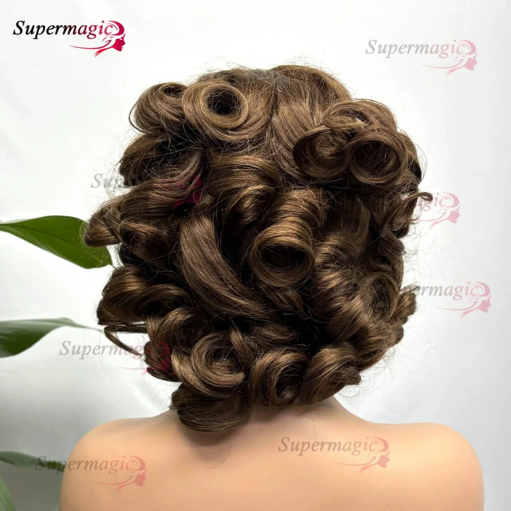 16" Loose Bouncy Curly 300 Density Glueless Lace Frontal Human Hair Wig Ready To Wear 5x5 HD Lace Wig Preplucked Hair For Woman