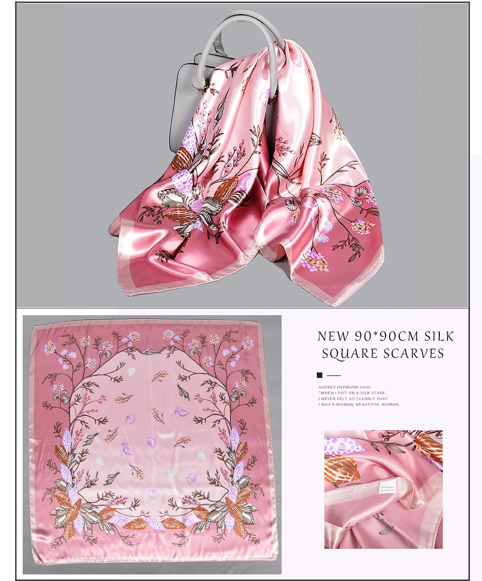 BYSIFA| Blue Pink Silk Women Scarf Spring Fashion Chinese Style Elegant Square Scarves Shawls Fouldard Fall Winter Scarves Wraps