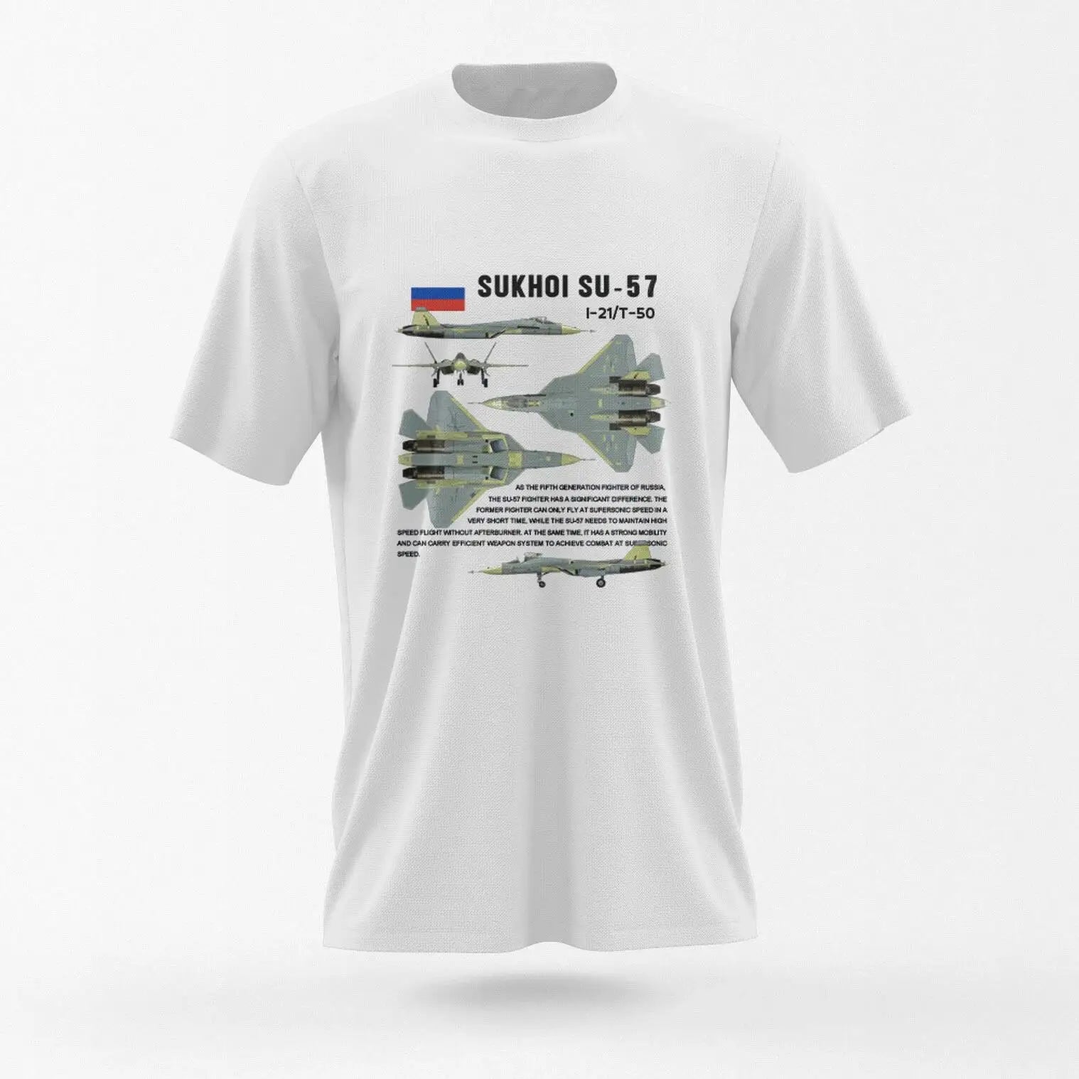 Sukhoi Su-57 I-21/T-50 Multifunctional Fighter Tshirt Short Sleeve Casaul 100% Cotton Men T-Shirt