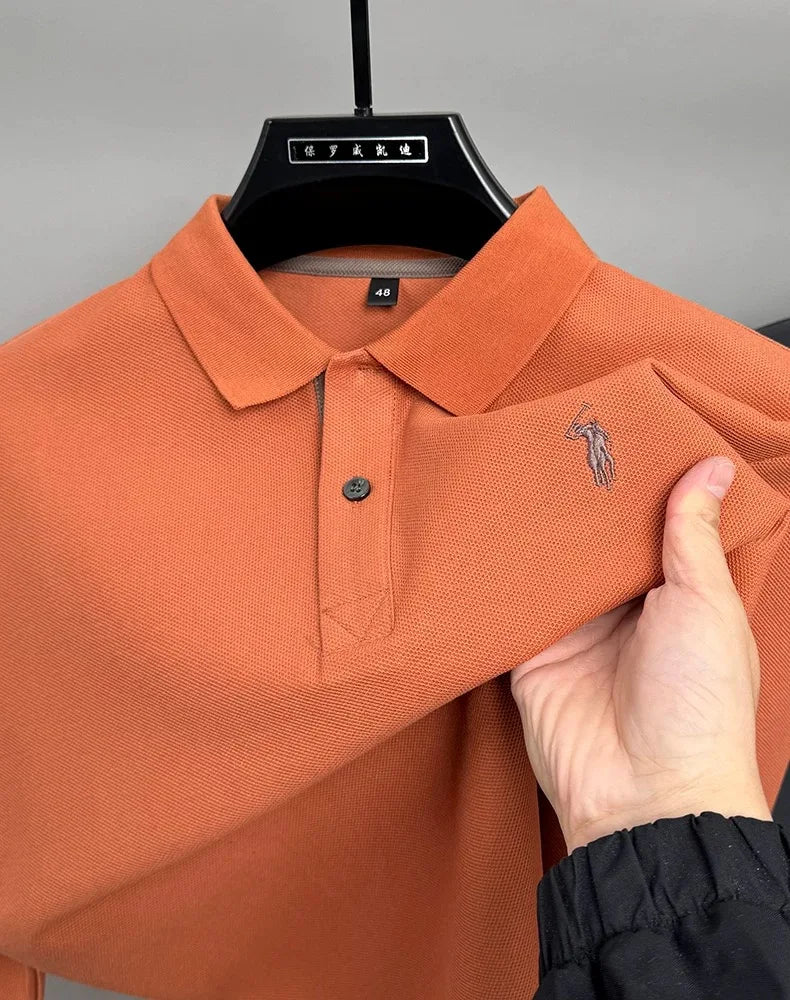High end brand 100% cotton long sleeve polo shirt men's autumn fashion designer new Paul Pony embroidery casual golf T-shirt