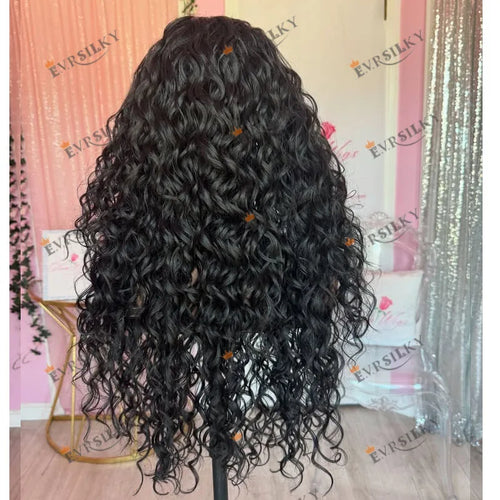 250Density Deep Loose Wave Jet Black Afro Black Women Human Hair V Part Wigs with Clips Natural Look 1x4 Size U Part Wigs