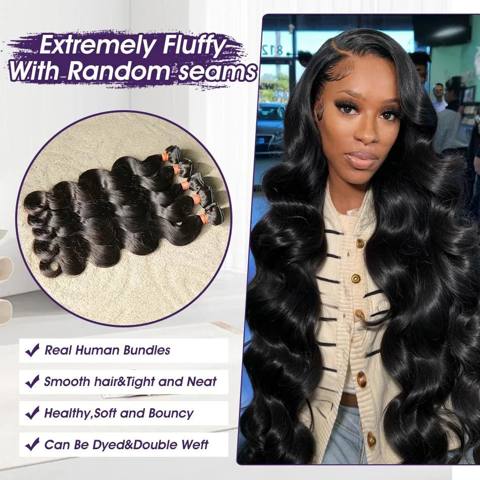 Brazilian 30 36 Inch Body Wave Bundles Burmese Raw Human Hair Bundles Extensions Unprocessed Water Wave Hair 1 3 4 Bundle