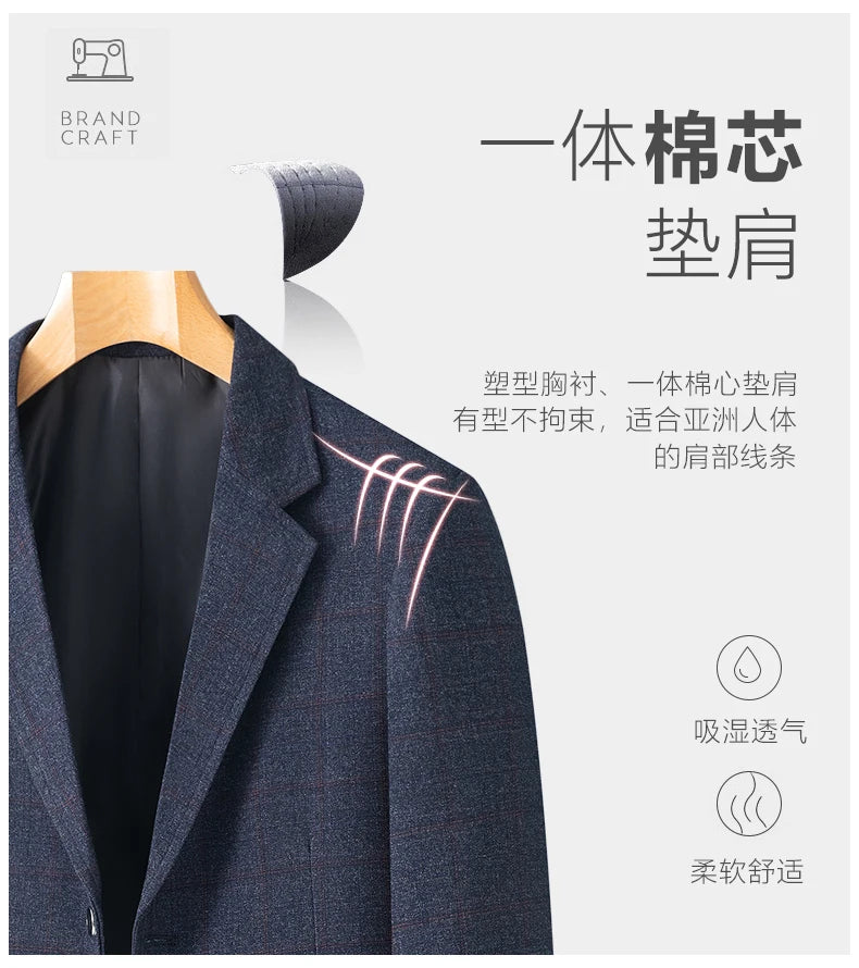 Middle-Aged Men's Business Casual Suit Father's Day Gift Wedding Formal Lightweight Suit Men's 35-60 Years Old Large Size Thin Top Men's Middle-Aged and Elderly Jacket