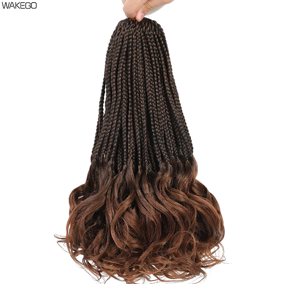 24 18 14 Inches French Curly Crochet Braids New Goddess Box Braids Bouncy French Curl Braid Hair Crochet Synthetic Braiding Hair