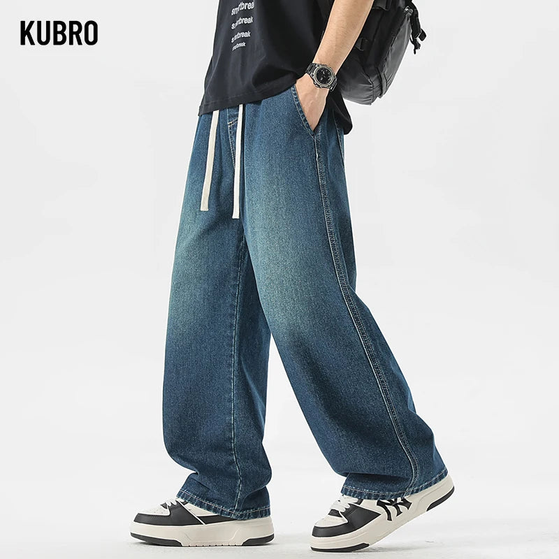 Men's Jeans American Loose Wide-leg Loose Straight Casual Trousers Street Hip-hop Baggy Jeans Black Grey  Blue Streetwear Men