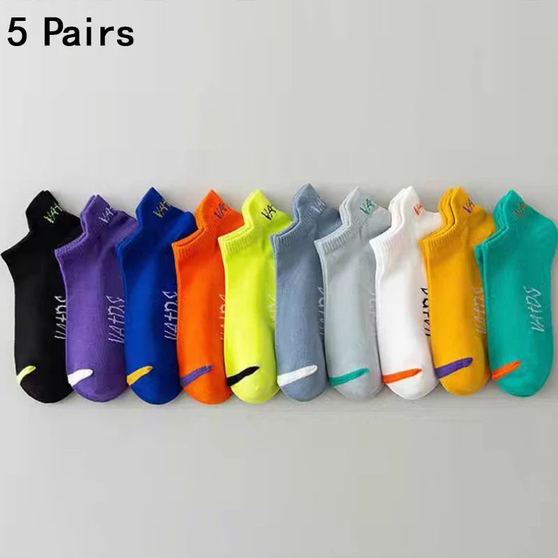 5 pairs of new summer men's short socks, light and thin casual mesh breathable boat socks, fashionable street socks