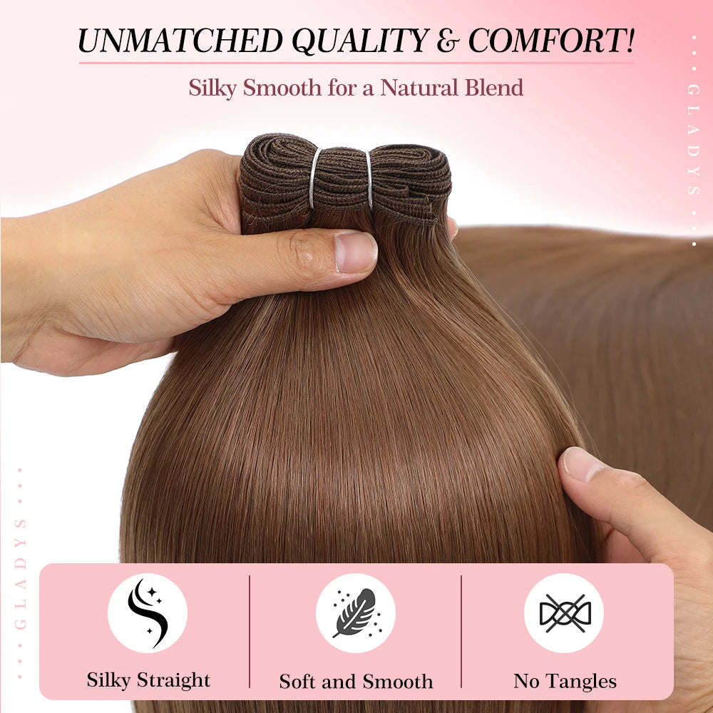 24-32 Inch Bio Protein Straight Hair Bundles Synthetic High Temperature 150g 200g Ombre Brown M888 Orange Soft Hair Weaving