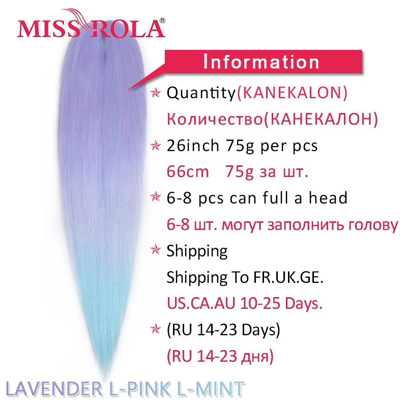 Miss Rola Synthetic Wholesale Bulk 6 Pieces 30Inch 28Inch 26Inch Pre Stretched Jumbo Braiding Hair Kanekalon EZ Twist Braid Hair