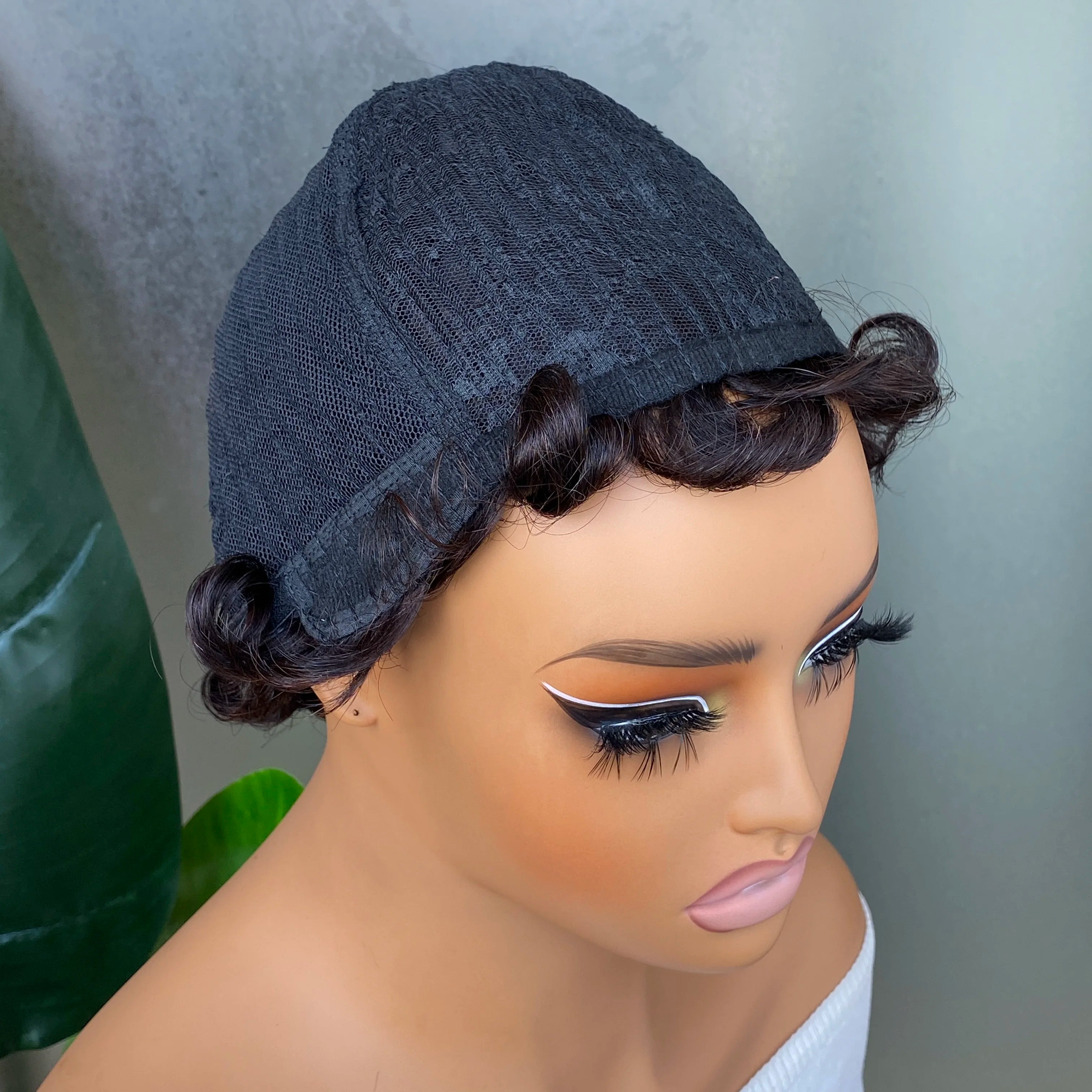 Pixie Cut Wigs for Women Short Layered Wigs Full Machine Made Side Part Wig Short Haircut Wig with Bangs Black Color 1B