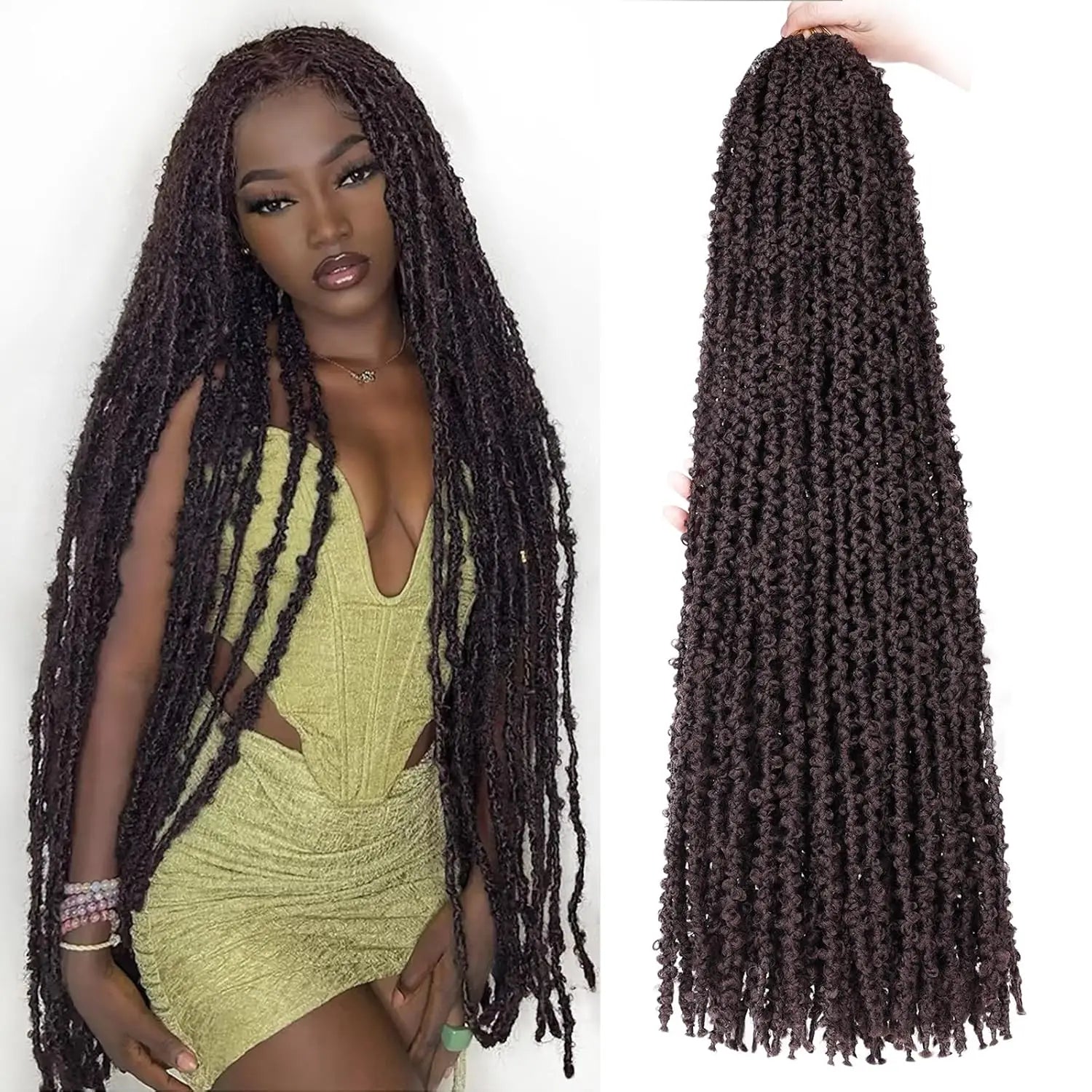 Butterfly Locs Crochet Hair 1/6 Packs Distressed Locs Crcoeht Braids Hair Natural Black Pre looped Synthetic Messy Goddess