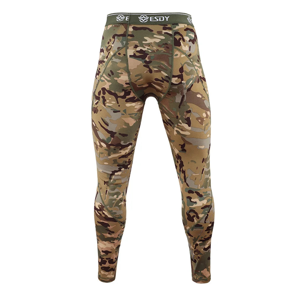 New Outdoor Sports Underwear Camo Training Long-Seeved Tops + Pants Suit Fitness Camping Army Hiking Hunting Underwear Clothes