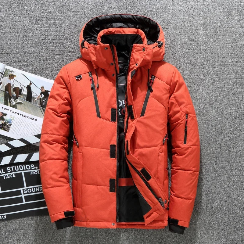 New Windproof Winter Down Jacket Male Warm Hooded White Duck Thick Men's Down Jacket Snow High Quality Parkas Outerwear