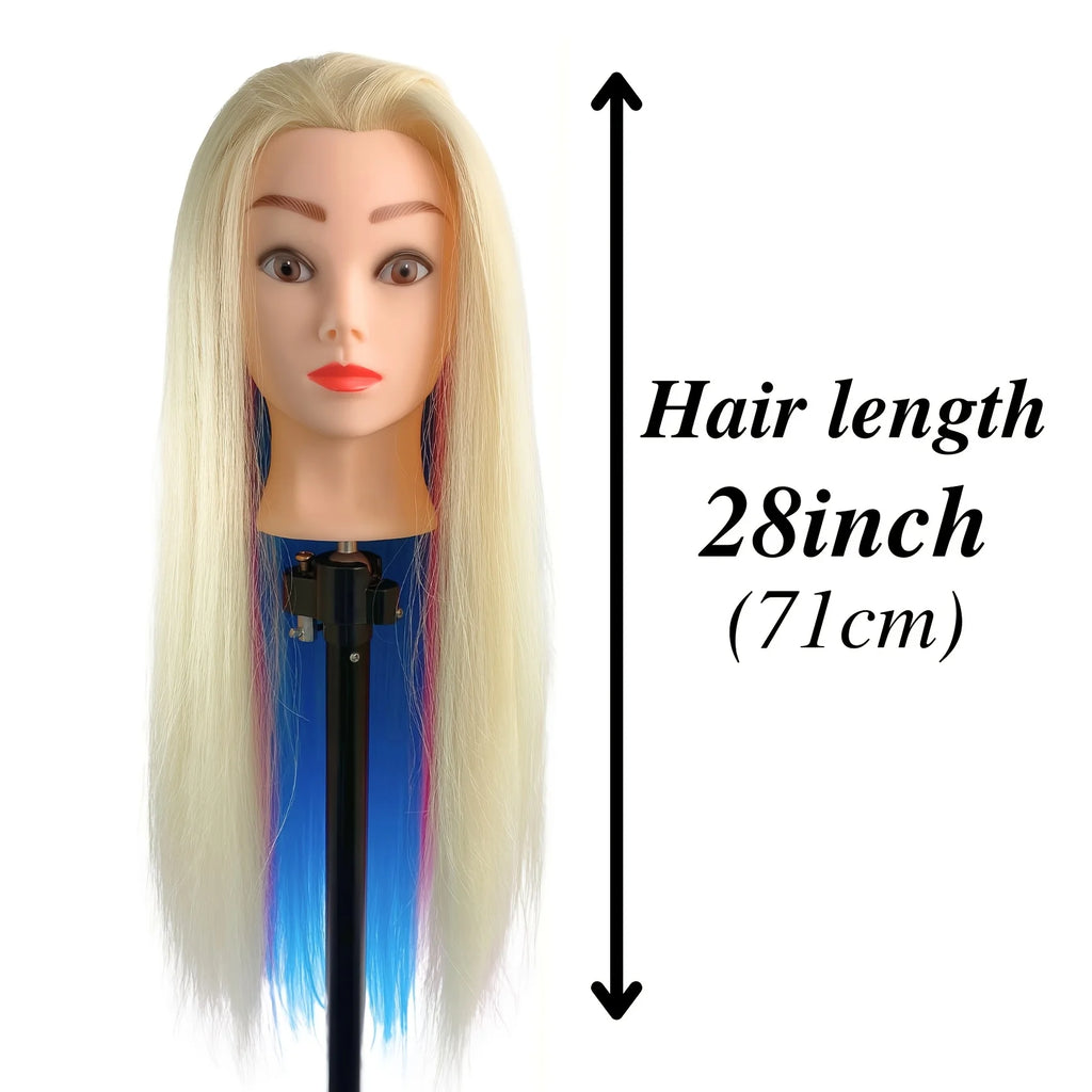 Mannequin head with colorful hair 26 inches, high temperature synthetic hair, for braiding hair practice and modeling display