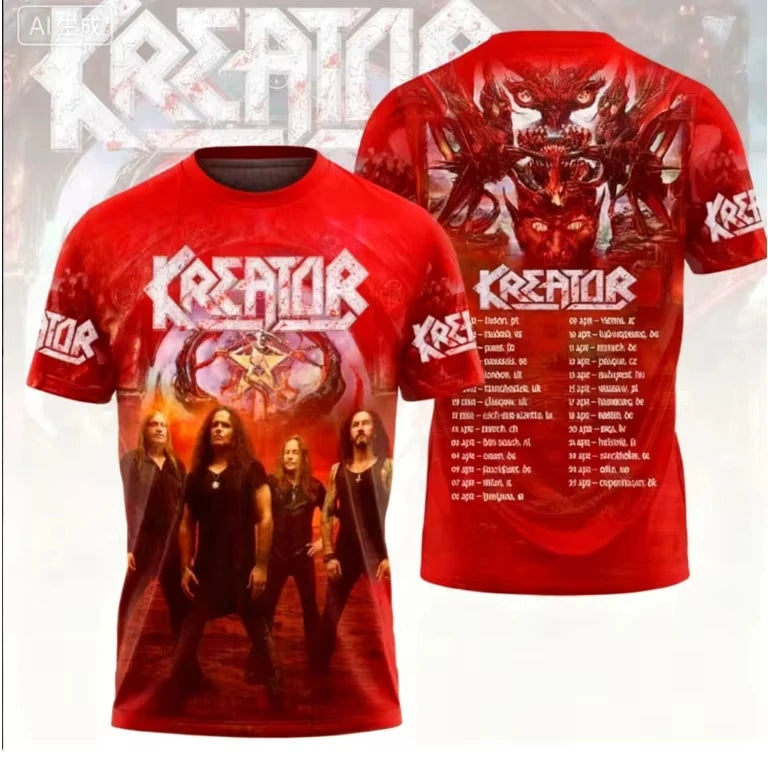 2026 New Kreator Band 3D Print T-shirt Men Women Fashion Hip Hop Street Short Sleeve Tops Tees Kids Clothes men camisetas hombre