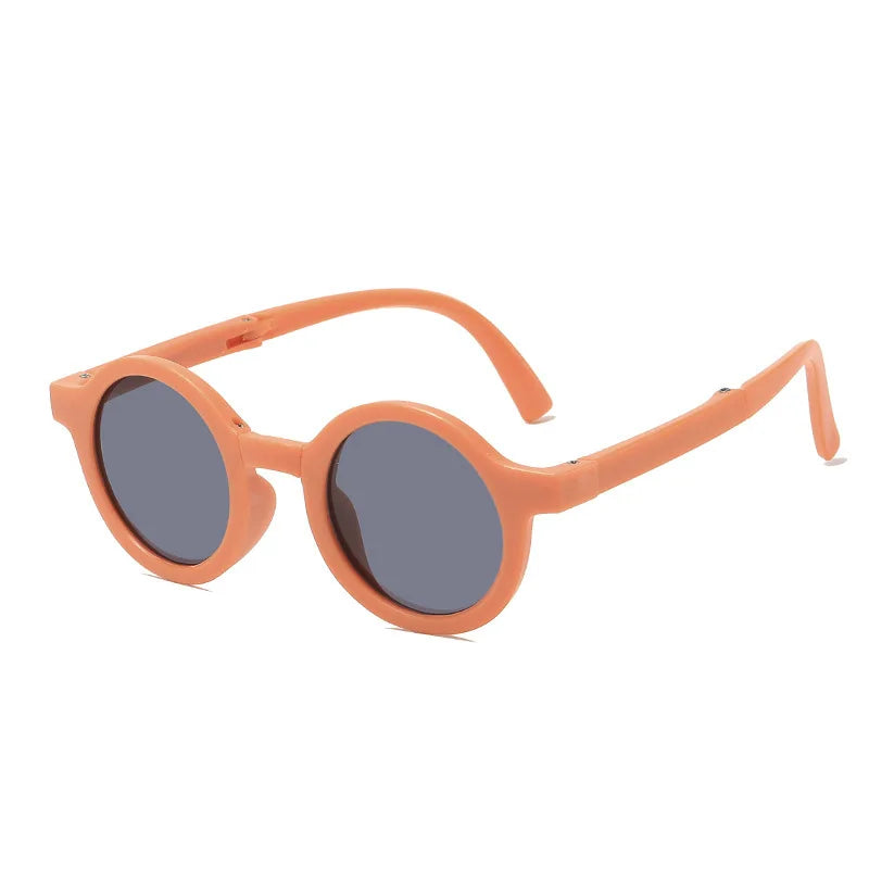 New Folding Children's Fashionable Round Sunglasses Cute Eyeglasses For Boys Girls Baby Sunshade And UV Protection