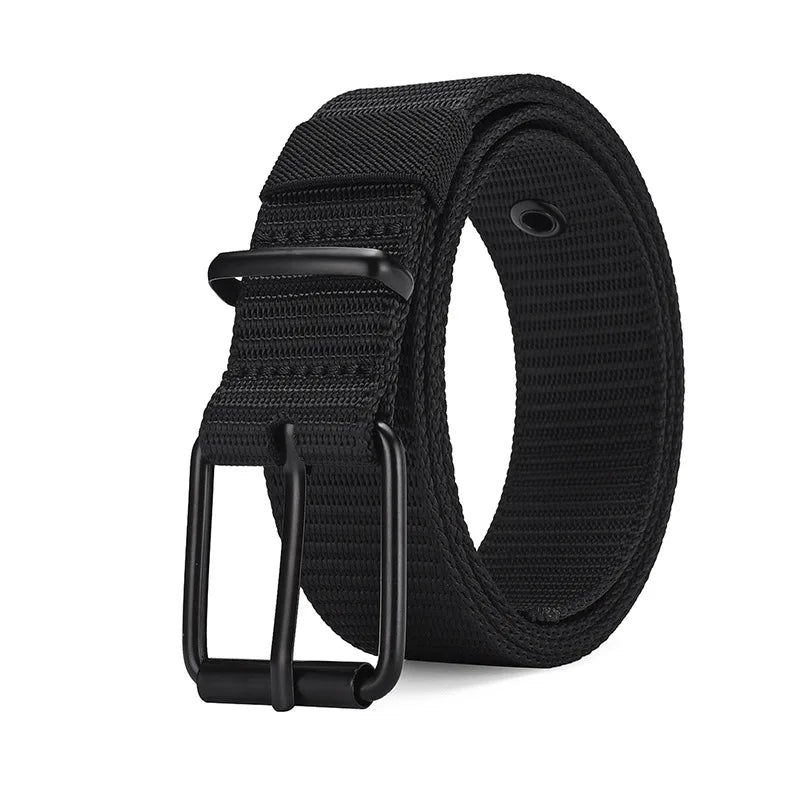 1pc Men's Belt Porous Canvas Metal Pin Buckle Belt Outdoor Sports Belt Women's Fashion Eyelet Belt With Jeans Belt For Men Women