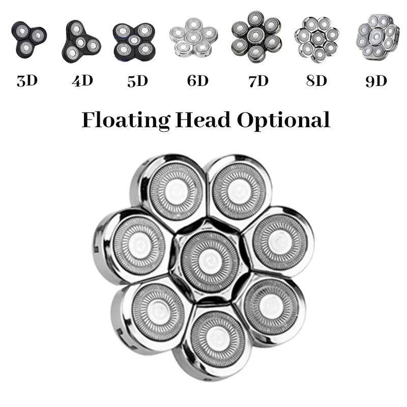 Replaceable 3D 4D 5D 6D 7D 8D 9D Electric Shaver Heads | Nose Trimmer, Hair Clipper & Facial Massage Heads
