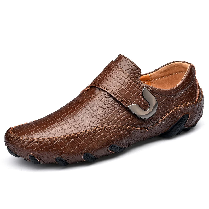 Crocodile Skin Loafer Shoes Men Genuine Leather Slip-on Moccasins Handmade Male Outdoor Casual Shoes Drive Walk Luxury Leisure