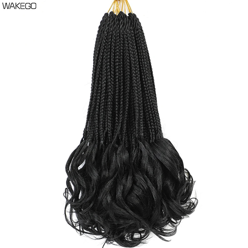 24 18 14 Inches French Curly Crochet Braids New Goddess Box Braids Bouncy French Curl Braid Hair Crochet Synthetic Braiding Hair