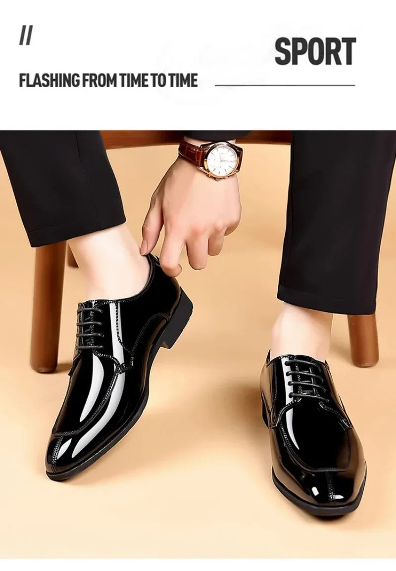 Shoes for Men Fashion Patent Leather Shoes Luxury Pointed Toe Oxford Shoes Men High Quality Business Shoe Designer Wedding Shoe