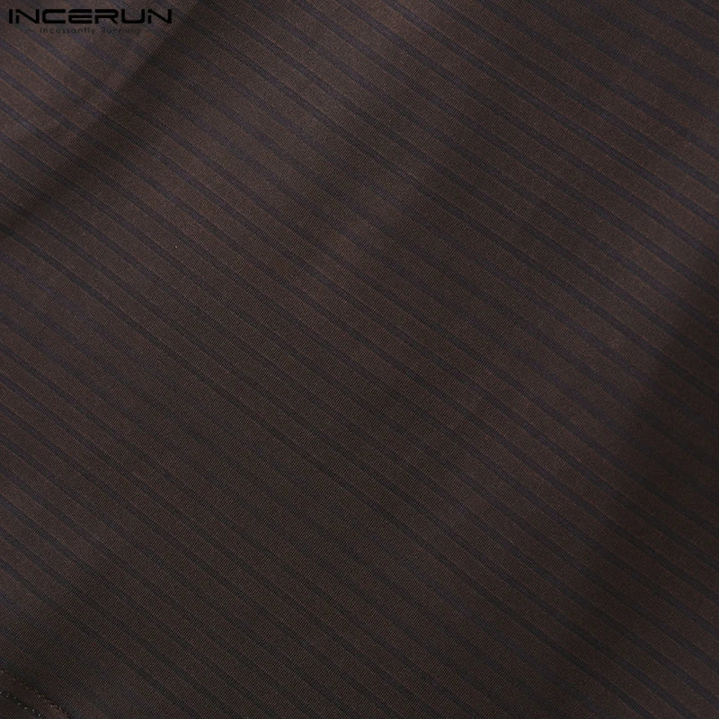 INCERUN Tops 2025 American Style Fashion New Men Striped Metal Strip Hanging Neck Vests Summer Sexy Casual Personality Tank Tops