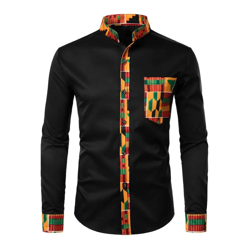 2023 Autumn/winter New Casual Men's Checkered Shirt Splice Men's Long Sleeve Shirt